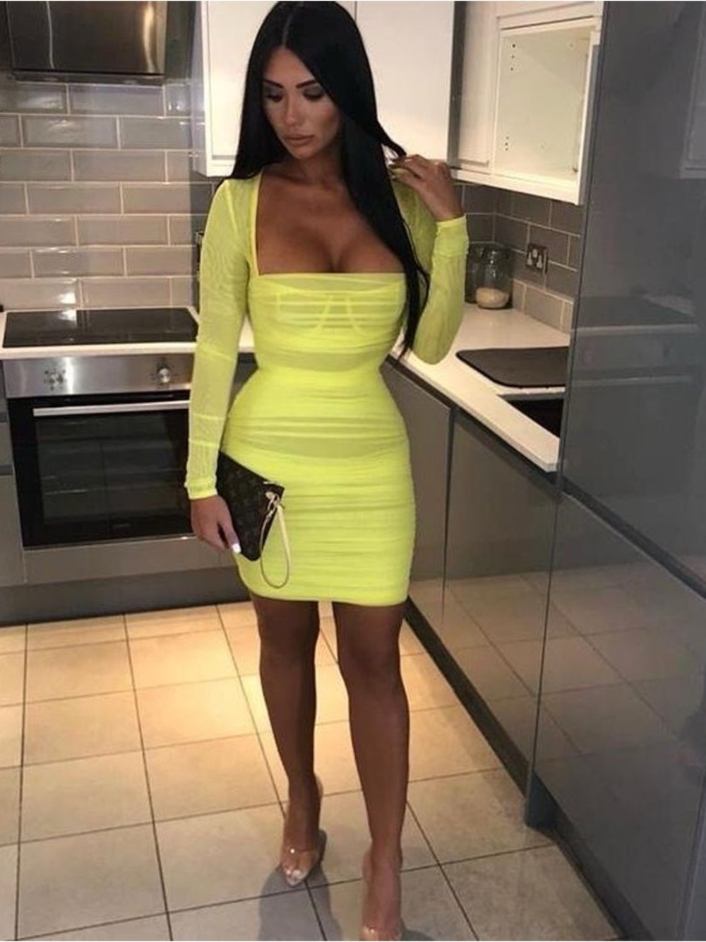 HOUSE OF CB VALENTINA BUSTIER STYLE MESH BODYCON DRESS 💖NWT💖
